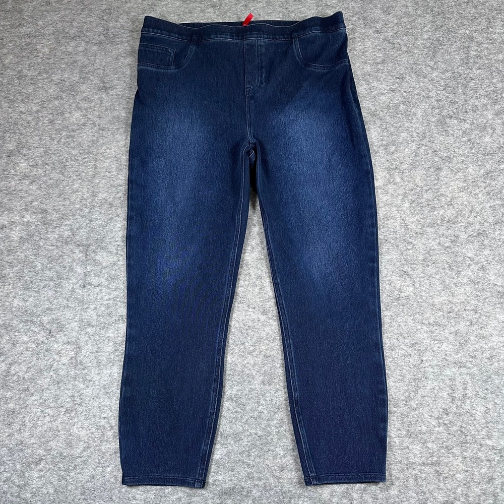 Spanx Jean-ish Leggings Womens 1X Petite Dark Wash Indigo Blue